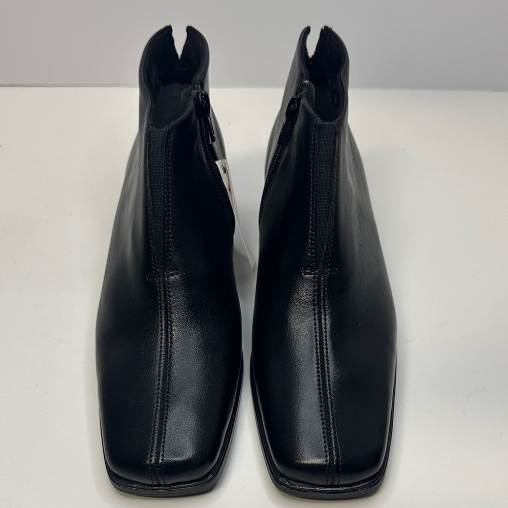 NWT Rieker Black Leather Block Heel Square Toe Ankle Bootie Women's Size 6